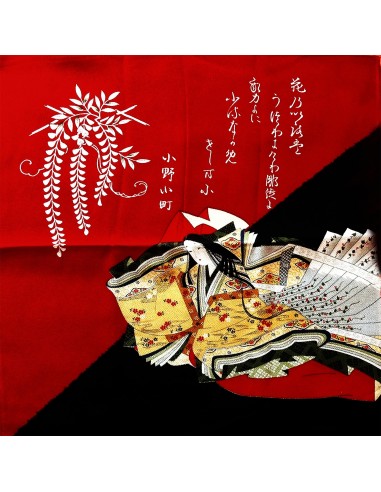 Furoshiki 67x67 rouge et noir - motifs de Hime. Tissu et textile japonais d'emballage.