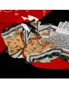 Furoshiki 67x67 rouge et noir - motifs de Hime. Tissu et textile japonais d'emballage.