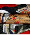 Furoshiki 67x67 rouge et noir - motifs de Hime. Tissu et textile japonais d'emballage.