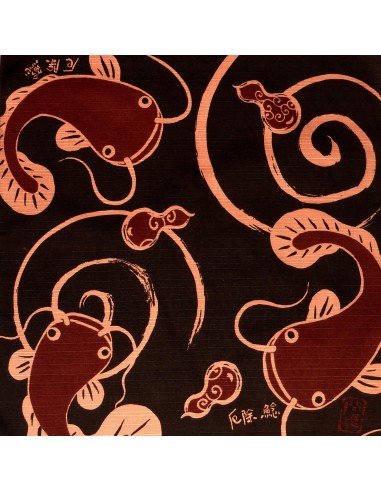 Furoshiki 50x50 brown - Namazu. Japanese wrapping cloth.