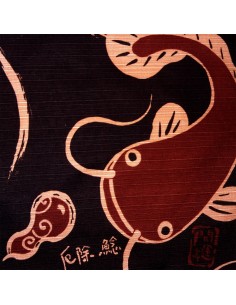 Furoshiki 50x50 marron - Namazu. Tissu japonais emballage. 2