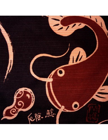 Furoshiki 50x50 marron - Namazu. Tissu japonais emballage.