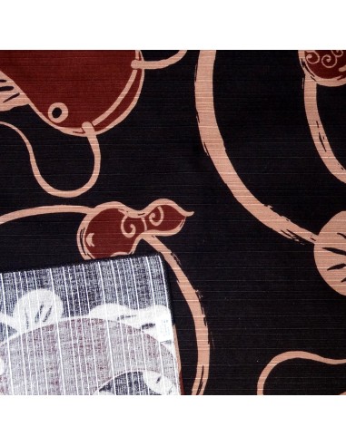 Furoshiki 50x50 marron - Namazu. Tissu japonais emballage.