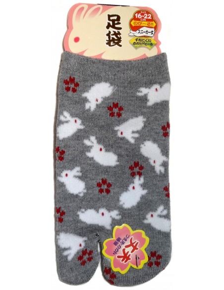 Chaussettes tabi japonaises enfants - Pointure 26 à 35 - Motifs de lapins Chaussettes tabi japonaises enfants - Pointure 26 à 35 - Motifs de lapins