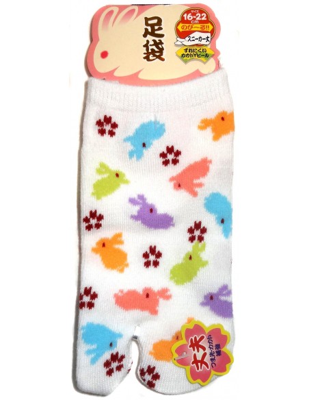 Chaussettes tabi japonaises enfants - Pointure 26 à 35 - Motifs de lapins Chaussettes tabi japonaises enfants - Pointure 26 à 35 - Motifs de lapins