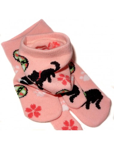 Kid's Tabi Japanese socks -  Cat and Temari - Size 26 to 35