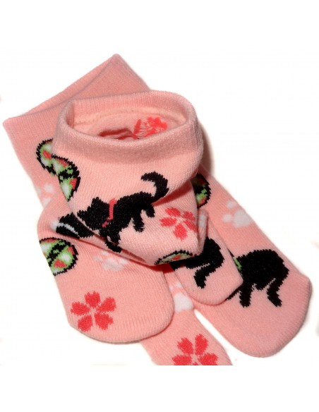 Chaussettes tabi japonaises enfants - Pointure 26 à 35 - Motifs de chats et temari