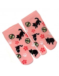 Chaussettes tabi japonaises enfants - Pointure 26 à 35 - Motifs de chats et temari 2
