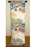 Silk champagne obi **RARE** Feudal scenery