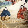 Kimono belt: Silk champagne obi **RARE** Feudal scenery