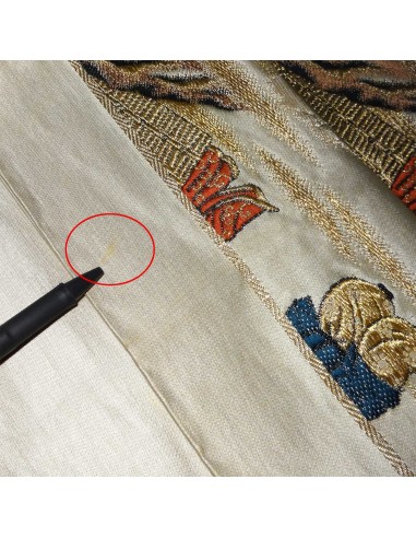 Kimono belt: Silk champagne obi **RARE** Feudal scenery