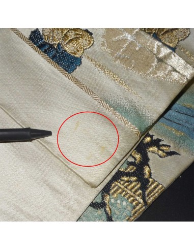 Kimono belt: Silk champagne obi **RARE** Feudal scenery