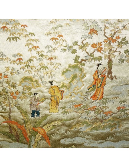 Kimono belt: Silk champagne obi **RARE** Feudal scenery Kimono belt: Silk champagne obi **RARE** Feudal scenery
