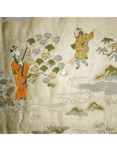 Kimono belt: Silk champagne obi **RARE** Feudal scenery Kimono belt: Silk champagne obi **RARE** Feudal scenery