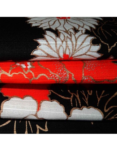Furoshiki 50x50 noir - Grues Tanchô. Carrés de tissus japonais.