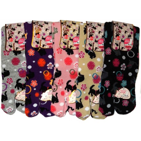 Tabi socks - Size 35 to 39 - Kittens prints. Split toes Japanese socks