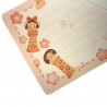 Mini letter set Kokeshi. Japanese stationery products.