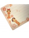 Mini letter set Kokeshi. Japanese stationery products.