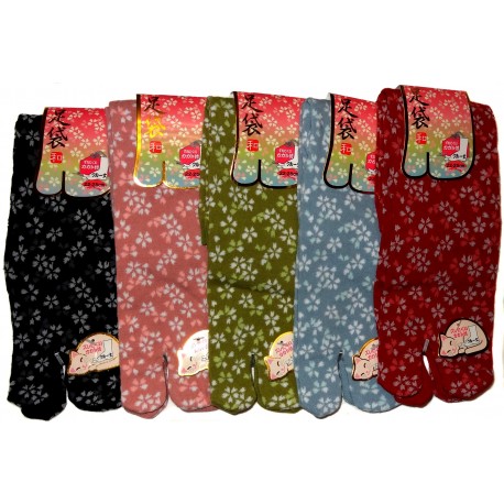 Tabi socks - Size 35 to 39 - Sakura prints. Split toes Japanese socks.