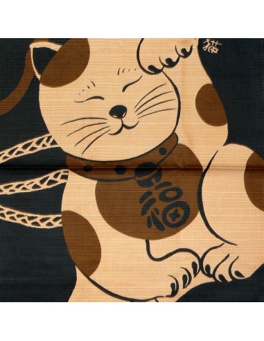 Furoshiki 90x90 marron - Maneki Neko. Tissus et textiles japonais