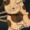 Furoshiki 90x90 marron - Maneki Neko. Tissus et textiles japonais