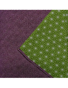 Tissu japonais furoshiki réversible 105x105 - Motifs Seigaha et Asanoha
