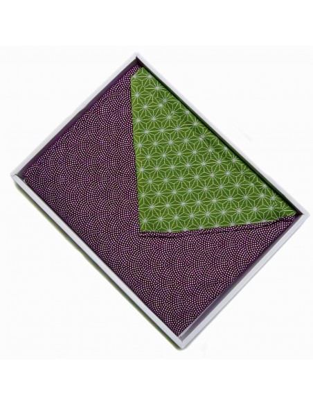 Tissu japonais furoshiki réversible 105x105 - Motifs Seigaha et Asanoha Tissu japonais furoshiki réversible 105x105 - Motifs Seigaha et Asanoha