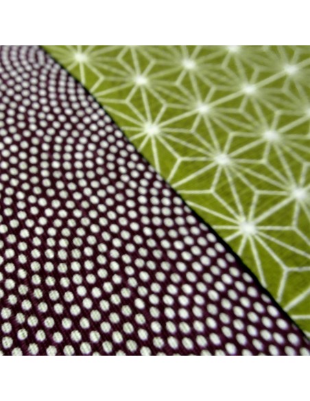 Tissu japonais furoshiki réversible 105x105 - Motifs Seigaha et Asanoha Tissu japonais furoshiki réversible 105x105 - Motifs Seigaha et Asanoha