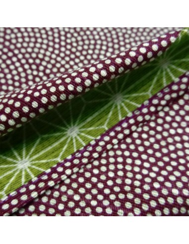 Tissu japonais furoshiki réversible 105x105 - Motifs Seigaha et Asanoha