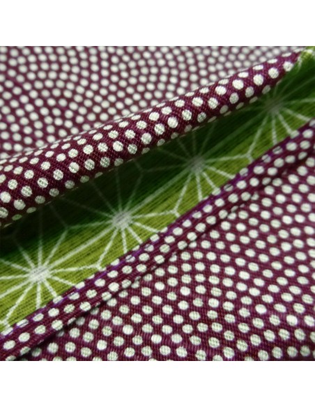 Tissu japonais furoshiki réversible 105x105 - Motifs Seigaha et Asanoha Tissu japonais furoshiki réversible 105x105 - Motifs Seigaha et Asanoha