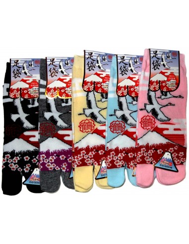 Chaussettes japonaises Tabi - Du 35 au 39 - Tsuru Fuji. Chaussettesà orteils séparés.