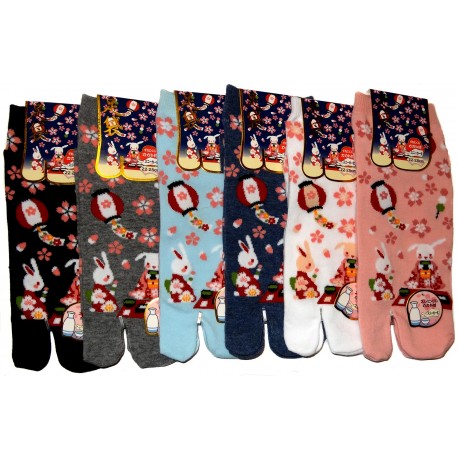 Chaussettes japonaises Tabi - Du 35 au 39 - Usagi Hanami. Chaussettes orteils.