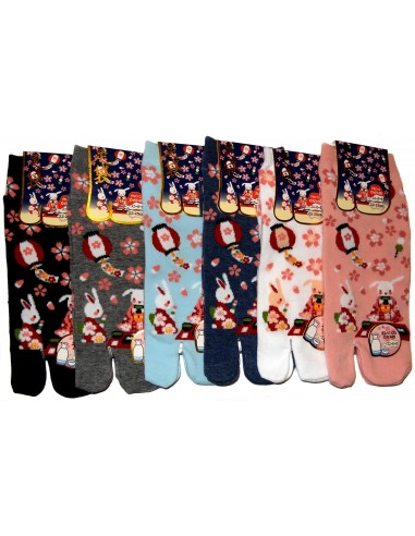 Chaussettes japonaises Tabi - Du 35 au 39 - Usagi Hanami. Chaussettes orteils.