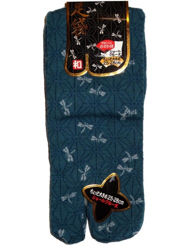 Short crew Tabi socks - Size 39 to 43 - Asa no Ha and dragonflies print