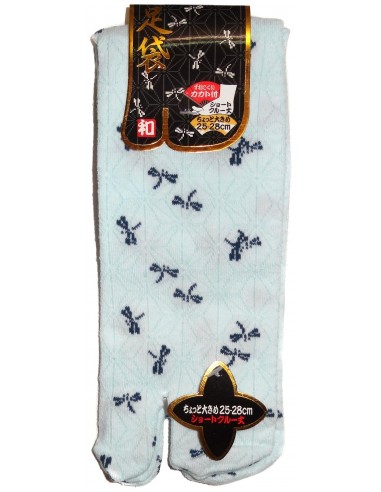 Short crew Tabi socks - Size 39 to 43 - Asa no Ha and dragonflies print