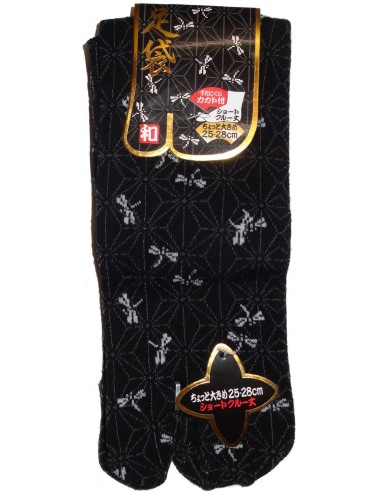 Short crew Tabi socks - Size 39 to 43 - Asa no Ha and dragonflies print