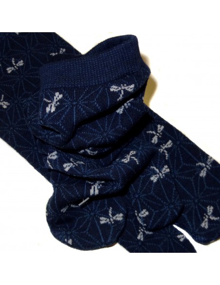 Short crew Tabi socks - Size 39 to 43 - Asa no Ha and dragonflies print Short crew Tabi socks - Size 39 to 43 - Asa no Ha and dragonflies print