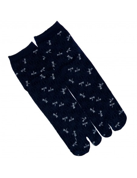 Short crew Tabi socks - Size 39 to 43 - Asa no Ha and dragonflies print Short crew Tabi socks - Size 39 to 43 - Asa no Ha and dragonflies print