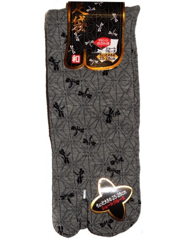 Short crew Tabi socks - Size 39 to 43 - Asa no Ha and dragonflies print
