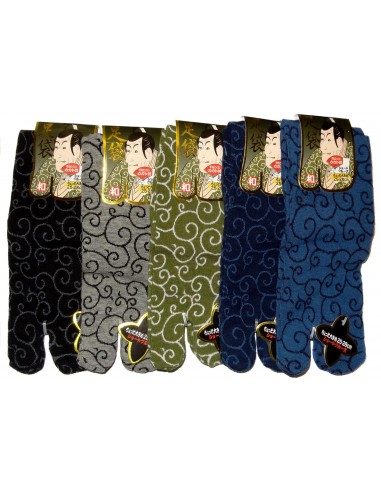 Short crew Tabi socks - Size 39 to 43 - Karakusa patterns. Japanese s^lit toes socks.