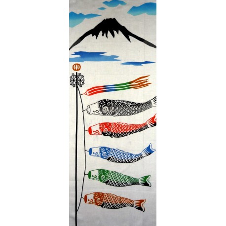 Tenugui réversible - Koinobori. Textile et tissu japonais.