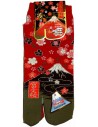 Japanese Tabi split toes socks - Size 35 to 39 - Mount Fuji and sakura cherry blossoms