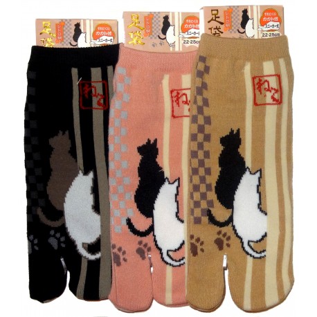 Tabi socks - Size 35 to 39 - Cats prints. Split toes Japanese socks.