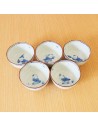 Aritayaki Tea bowls 5 pcs - Karako print