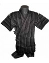 Tunique japonaise Jinbei 96 noir chiné - Taille M - Coton