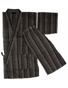 Tunique japonaise Jinbei 96 noir chiné - Taille M - Coton 2