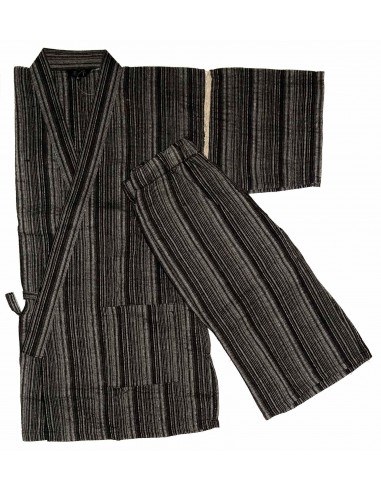 Tunique japonaise Jinbei 96 noir chiné - Taille M - Coton