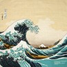 Furoshiki tissu 48x48 beige - Grande vague d'Hokusai