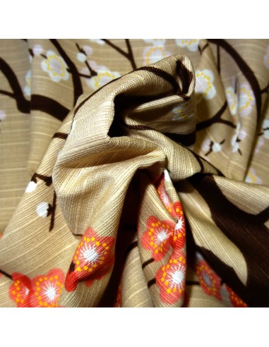 Furoshiki 50x50 beige - Kôbai Hakubai Tissus  et textile japonais.
