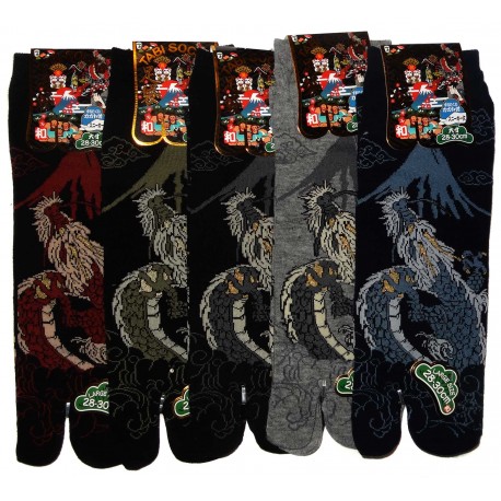 Chaussettes japonaises tabi - Du 43 au 46 - Motifs de Dragon et Mont Fuji